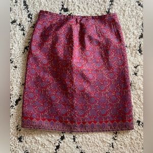 VINTAGE 90s RED SILK PATTERNED MINI SKIRT